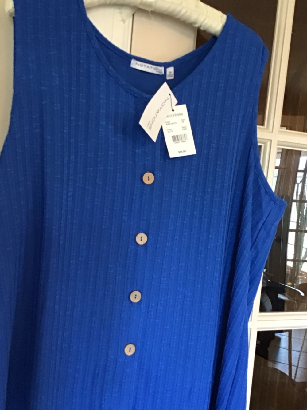 Notations Textured Sleeveless Button-Front top in Cobalt Blue